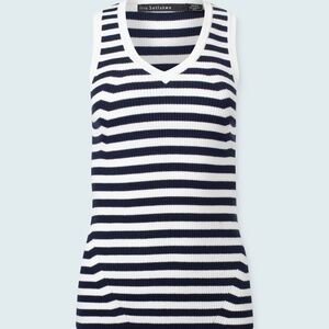 Iris Setlakwe Basic V neck top with stripes, navy x-small